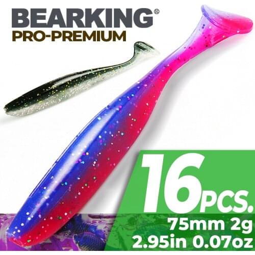 2019 BEARKING Shiner 75mm 2g 16pcs/bag Artificial Baits Wobblers Soft Lures Shad Carp Silicone Fishing Soft Baits Tackle
