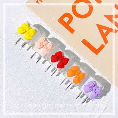 Cute Bow Charger Cover for IPhone 5W Charging Head Protective Cover Wire Set IPhone 11PRO / X / XR / Max Transparent Dust Cover