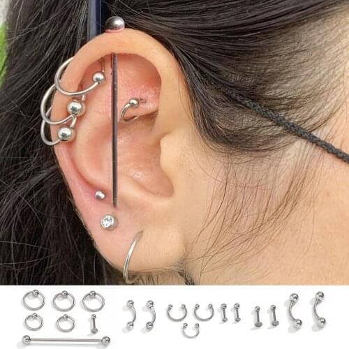 Punk Stainless Steel Bar Nose Ring Stud Nose Lip Cartilage Tragus Helix Ears Piercing Body Jewelry Accessories For Women Men