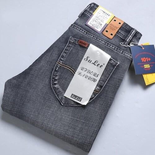 Sulee Brand Autumn New Fashion Mens Casual And Lightweight Skinny Jeans Trousers Slim Pants Solid Colors