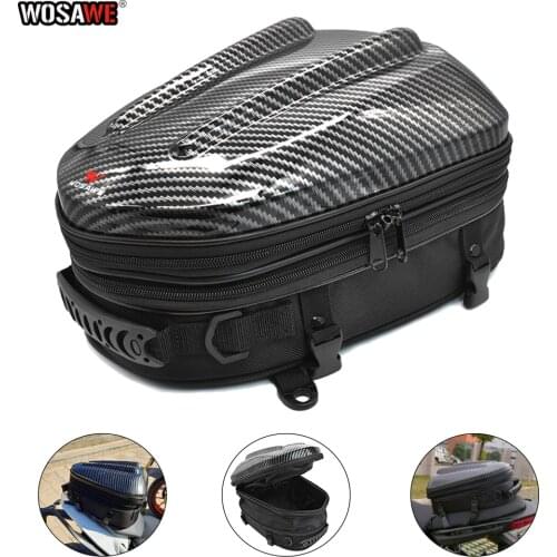 WOSAWE Motorcycle Reat Seat Bag Waterproof Back Seat Pack Expandable Capacity Backseat Pack Motocross Travel Helmet Bag 18-24L