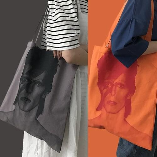 Ladies Double-Sided Back Canvas Bag Trendy Printed Female Handbag Women Casual Shopping Bags 2021 Simple Shoulder Bag for Girls