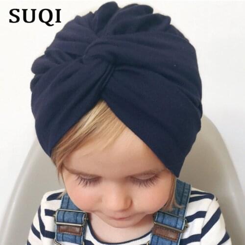 SUQI Cute 12 Colors Cotton soft Baby Turban Hat Newborn Beanie Caps Headwear Infant Toddler Shower Hat Birthday Gift Photo Props