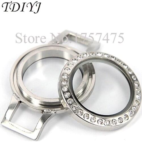 TDIYJ 5pcs High Quality Stainless Steel 25mm Twist Crystal Locket for Leather Locket Bracelets as Gifts for Women Jewelry