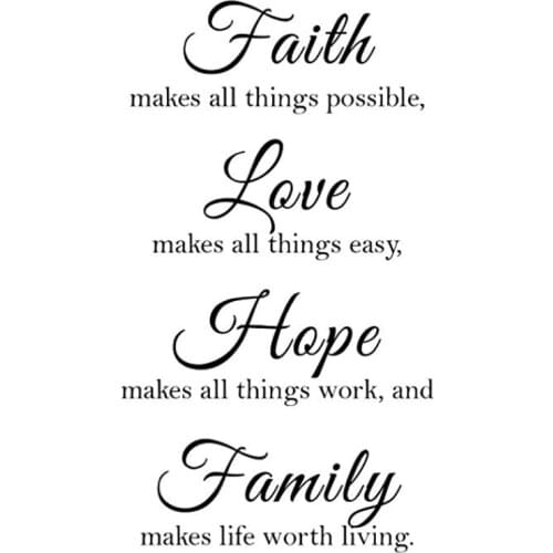 Faith Love Hope/Dance Love Sing Live / In This House / Dream Than Do Home Decoration Living Room Characters Black Wall Stickers