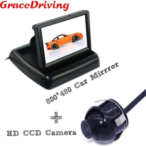Auto HD Video 4.3" LCD Car Rearview Mirror Monitor Display + 360 Degree CCD Backup Reversing Rear View Camera Parking Assist