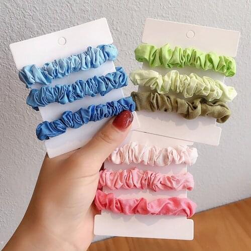 3Pcs Women Gradient Color Ponytail Holder Hair Ties Rope Elastic Cloth Hair Band Ring Headband Hairbands Hair Accessorie