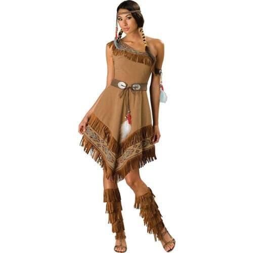 Lady Carnival Halloween Savage Tribe Costume Native Maiden Princess Outfit Cosplay Fancy Party Dress