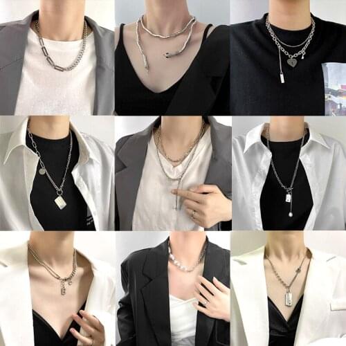 SOHOT Punk Chic Titanium Steel Zircon Snake Pig Nose Reflective Pearl Heart Chain Necklace Female Jewelry Gifts Drop Shipping