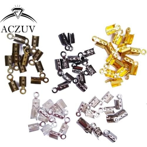 1000PCS 3x7mm 4x9mm 5x12mm Leather Cord End Caps Wax Cotton Rope Clips Necklace Bracelet String Crimp Beads Jewelry Findings