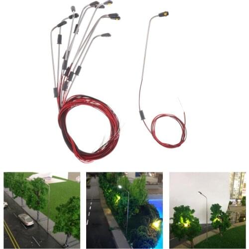 10x Mini Miniature Model Railroad Single Head LED Light Micro Landscape Garden Lamp Post Accessory 1:200 N Gauge 5.5cm
