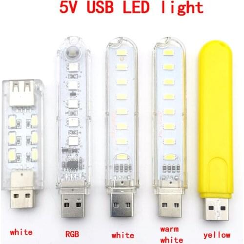 2PCS USB LED Book Lights SMD 5730 5050 RGB LED Portable Bulb 5V Power Input Warm White 3000- 6500K USB Night light free shipping