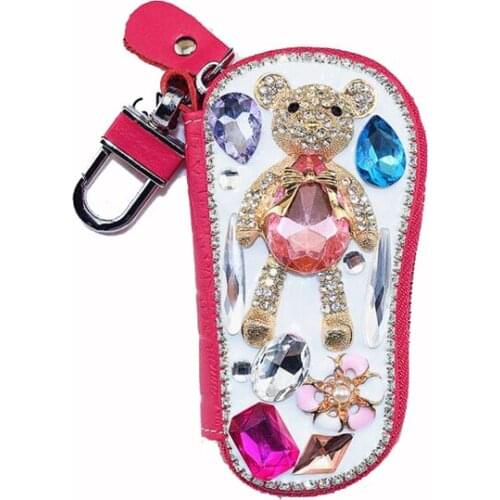 2019 Diamond bear PU Leather Car Key Bag Storage Organization Hanging Key Wallet Holders Purse Accessories Keys Case Key Holder
