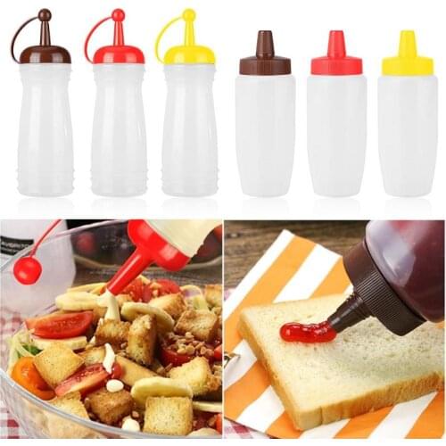 340ml Plastic Squeeze Bottle Condiment Dispenser for Sauce Vinegar Oil Ketchup Cooking Tools Kitchen Accessories