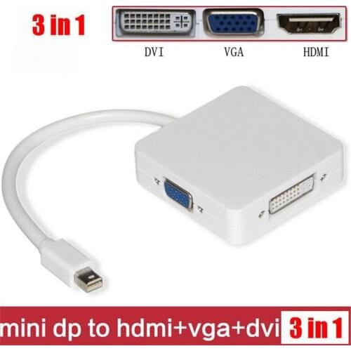 50pcs 3 in 1 Mini DP DisplayPort to HDMI/DVI/VGA Display Port Cable Adapter for Apple MacBook Pro Air mini iMac