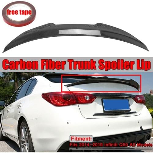 PSM Style Real Carbon Fiber Duckbill Car Rear Trunk Spoiler Wing Lip Big For Infiniti Q50 PSM Style 2014-2019 Wing Spoiler