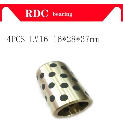 Free shipping 4pcs 16x28x37 mm linear graphite copper set bearing copper bushing oil self-lubricating bearing JDB LM16UU LM16