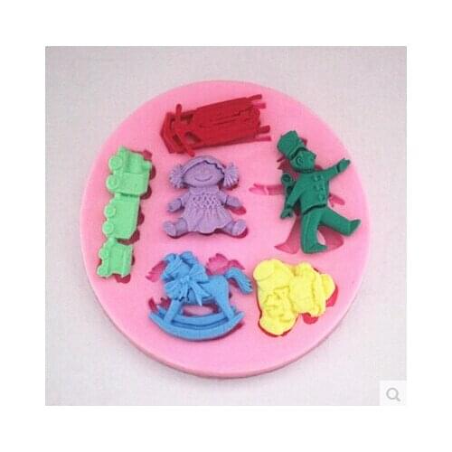 Free shipping The train Trojan clown Modelling fondant silicon mold chocolate cake decoration silicone mold sugar craft tools