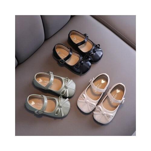 Spring Autumn Girls Leather Shoes Children Flats Shallow With Bow-knot Patent Leather Kids Dance Dress Shoes For Wedding Party