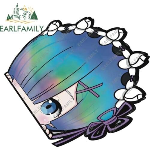 EARLFAMILY 13cm x 10cm for Rem Re 0 Peeker Anime Auto Car Stickers and Decals Vehicle Bumper Trunk Scratch-Proof KDM RV Decor