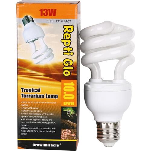 5.0 10.0 UVB 13W Reptile Light Bulb UV Glow Lamp Energy Saving Lamp Spiral Tube Bulb Home White Light Fluorescent Bulb