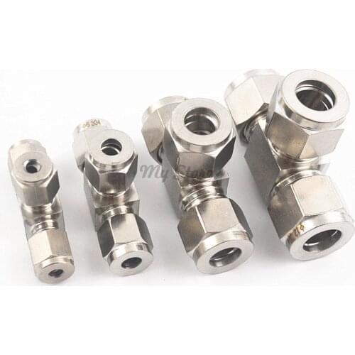 Stainless steel 304 single ferrule tee tube fitting Ferrule connector pipe fittings