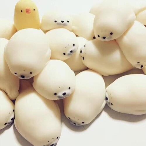 1Pc Cute Soft White Seal Stress Relieve Squeeze Healing Toy Adult Kids Gift Squeeze Decompression Stress Relief Hand Fidget Toys