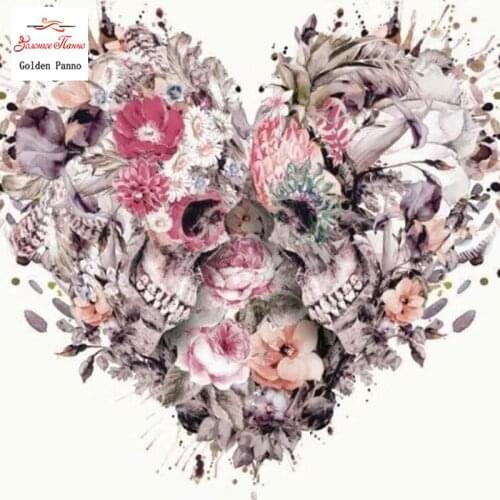 GOLDEN PANNO Diamond Painting Full Square 5D Diy Daimond Embroidery Diamant Mosaic Sale Displasy Broderie Diamant Skull flower2