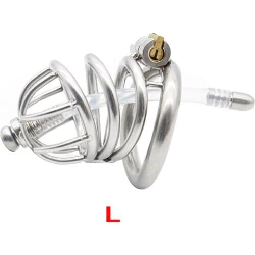 Arc Cock Ring Penis Cage Stainless Steel Male Chastity Device With Urethral Catheter Plug Cbt BDSM Chastity Lock Erotic Sex Toys