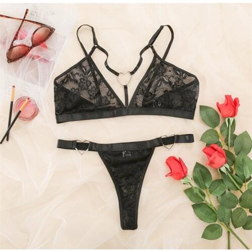 Metal Heart Shape Lingerie Set Womens Underwear Underwear Set Open Night Lace Underwear Bra Without Frame Two Piece Set LNE335