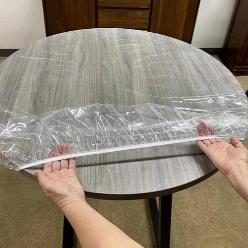2021 New Pvc Plastic Round Table Fitted Round Tablecloth Transparent Soft Glass Table Mat Waterproof Table Cover Catering Cloth