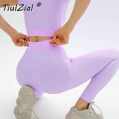 TiulZial Solid Push Up Fitness Leggings Women 2020 Autumn Skinny Elastic High Waist Leggings Jogger Lady White Purple