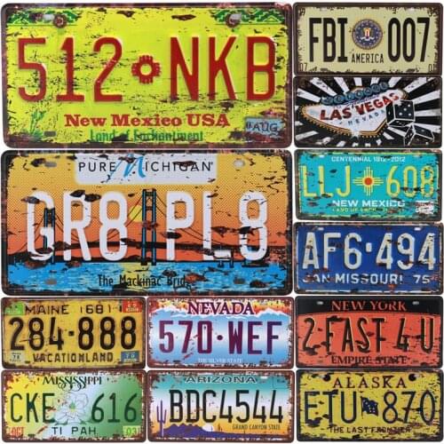 US Arizona Las Vegas Oregon Car Metal Decorative License Plate Vintage Home Decor Tin Sign Bar Pub Garage Wall Poster Plaque C19