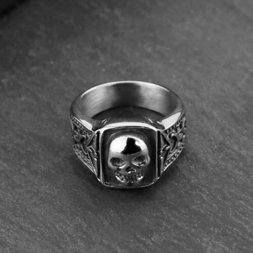 Stainless Steel Skull Metal Ring For Men Punk Hiphop Ring Fashion Personality Male Jewelry