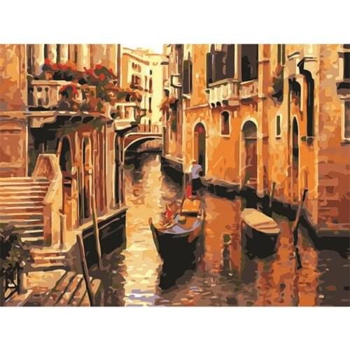 DIY Digital Painting By Numbers Package Venetian channel oil painting mural Kits Coloring Wall Art Picture Gift frameless