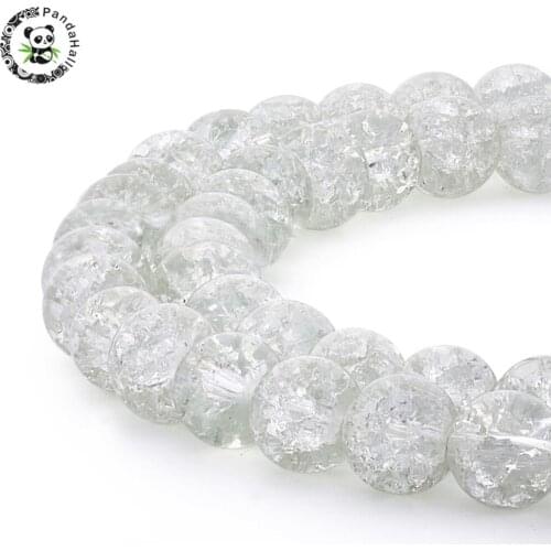 Pandahall 8MM Clear Beads Crackle Glass Round Beads Strand for DIY Neckage Bracelets Jewelry Making 8mm Hole: 1.3~1.6mm, 31.4"