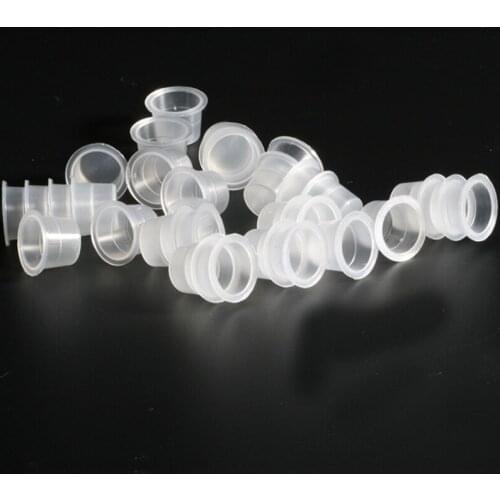 100Pcs Plastic Microblading Tattoo Ink Cup Cap Pigment Clear Holder Container S/M/L Size For Needle Tip Grip Power Supply