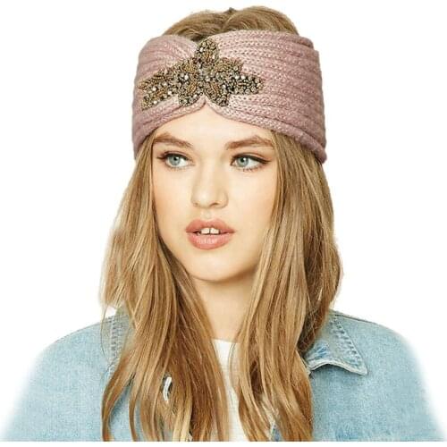 Women Winter Knitted Knotted Wool Headbands Jewelry Embellishment Headpiece Female Stretch Wide-Brimmed Hair Accessories