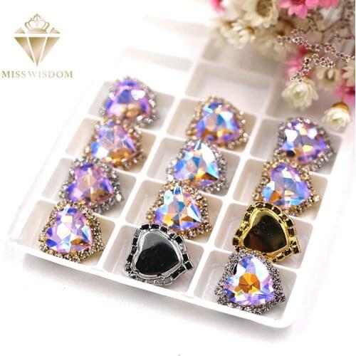 New Hot 12mm/14mm 10pcs Pink AB Heart shape sew on rhinestones glass crystal button with hole Diy wedding decoration accessories
