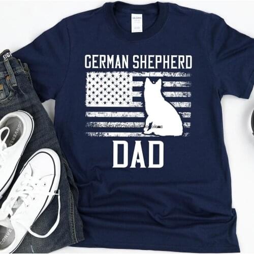 German Shepherd Flag Shirt German Shepherd Dad GSD Sheppie Dog Dad Short Sleeve Unisex T Shirt