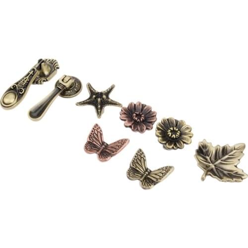 Leaf/Starfish/Butterfly Pull Knob Antique Bronze Handle Red Brass Copper screw decor Kitchen Drawer Cabinet Furniture Hardware
