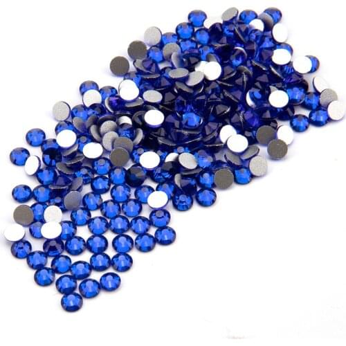 SS4 1440PCS Dark Sapphire Non Hot Fix Flat Back Rhinestones Glue-on Crystal Nail Rhinestone For Mobile