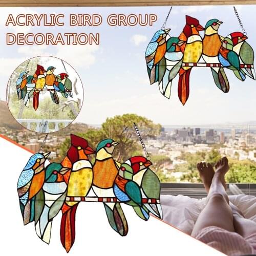 Mini Stained Bird Window Hanging Sun Catcher Bird Species Stained Pendant Window Hanging Suncatcher Acrylic Bird Hanging Pendant