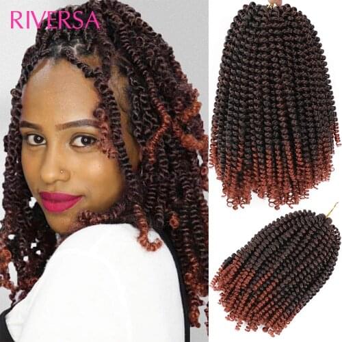 Riversa 1-9 Packs Ombre Spring Twist Hair 8inch Crochet Braids Spring Curly Passion Twists Synthetic Braiding Hair Extensions