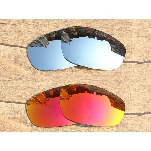 Vonxyz 2 Pairs Ruby Mirror & Chrome Mirror Polycarbonate Replacement Lenses for-Oakley Split Jacket Frame