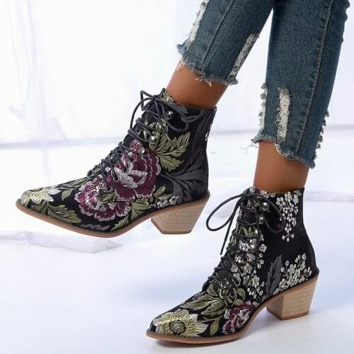 Heels Womens Boots Nubuck Zip Pointed Toe Retro Fashion Autumn Ankle Boots heel Winter Shoes Women