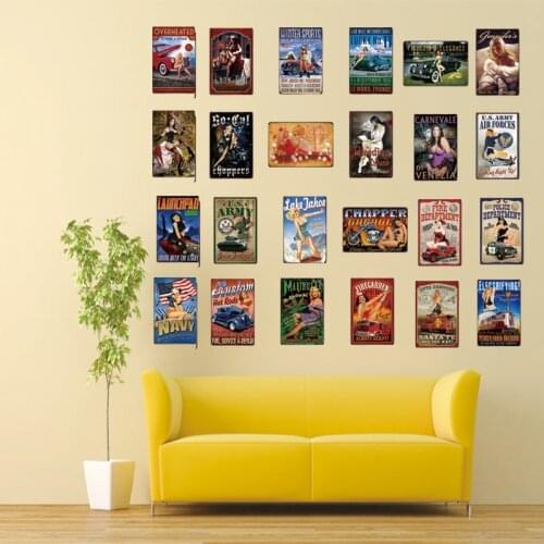 Garage Girl Retro Car Tin Signs Plaque Metal Vintage Wall Home Restaurant Bar Art Decor Cuadros Wall sticker 30X20CM SA-6425A