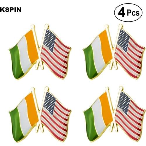 Ireland U.S.A Friendship Flag Pin Lapel Pin Badge Brooch Icons 4pcs