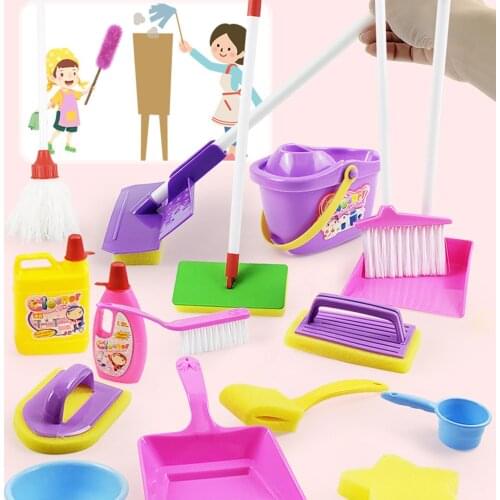 16Pcs Children Simulation Mini Play House Cleaning Sanitation Toy Puzzle Kids Gifts Educational Parent-child Interactive Toy