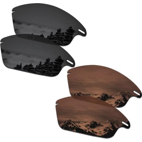 SmartVLT 2 Pairs Polarized Sunglasses Replacement Lenses for Oakley Fast Jacket Stealth Black and Amber Brown